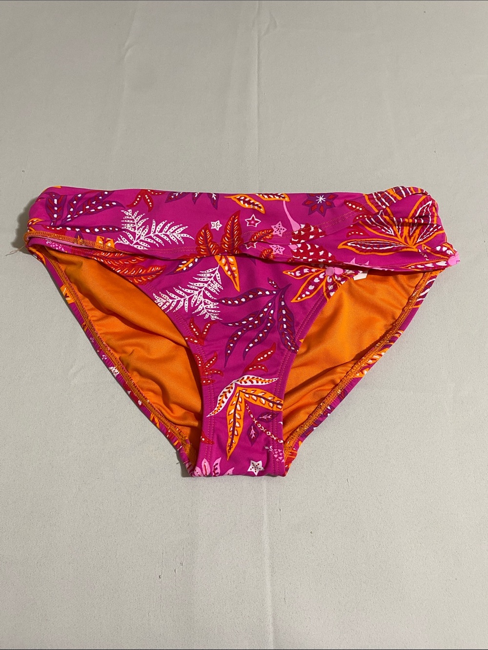 BLEU ROD BEATTIE Floral Print Fold-Over Hipster Bikini Bottom Size 6
